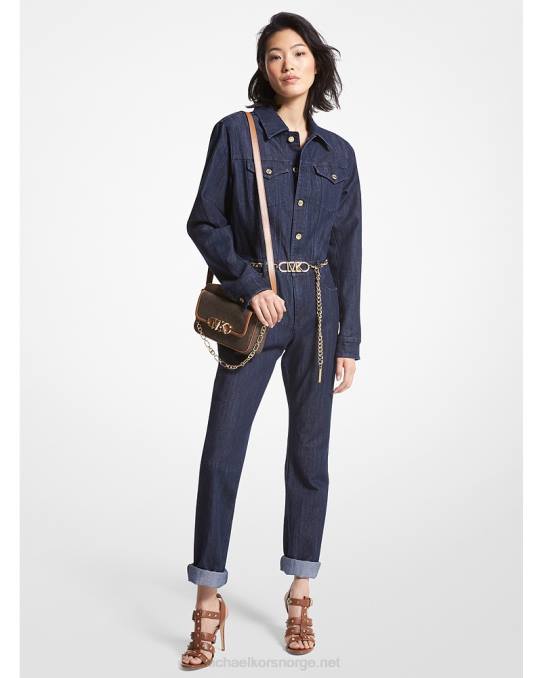 Michael Kors denim jumpsuit med belte kvinner LDNL34 skylle