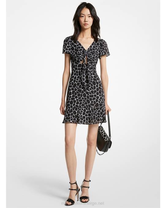 Michael Kors dyreprint georgette cutout minikjole kvinner LDNL88 svart hvit