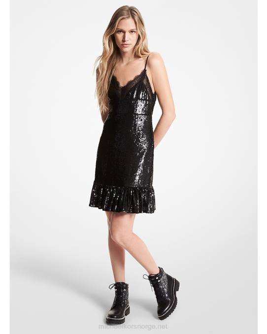 Michael Kors georgette slipkjole med paljetter kvinner LDNL179 svart