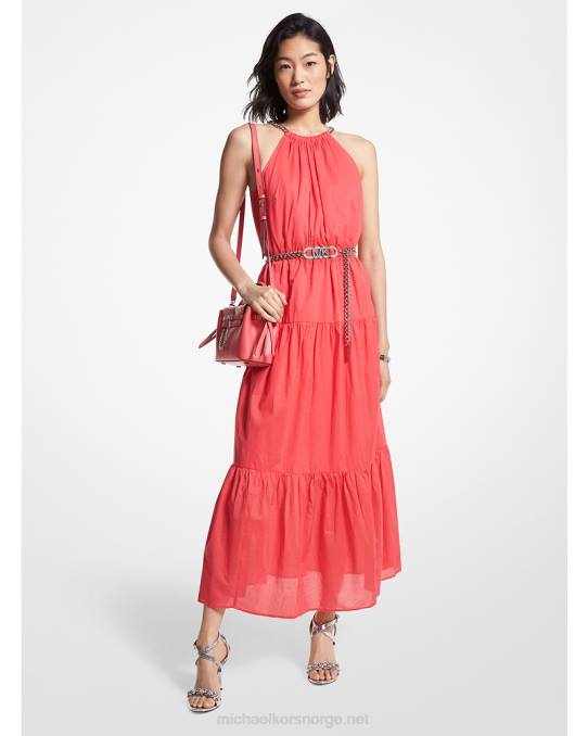 Michael Kors kjede grime bomull plen midikjole kvinner LDNL63 geranium