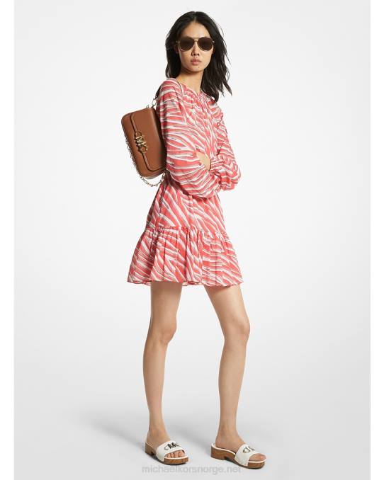 Michael Kors kjole med sebratrykk i bomullsplen kvinner LDNL77 geranium