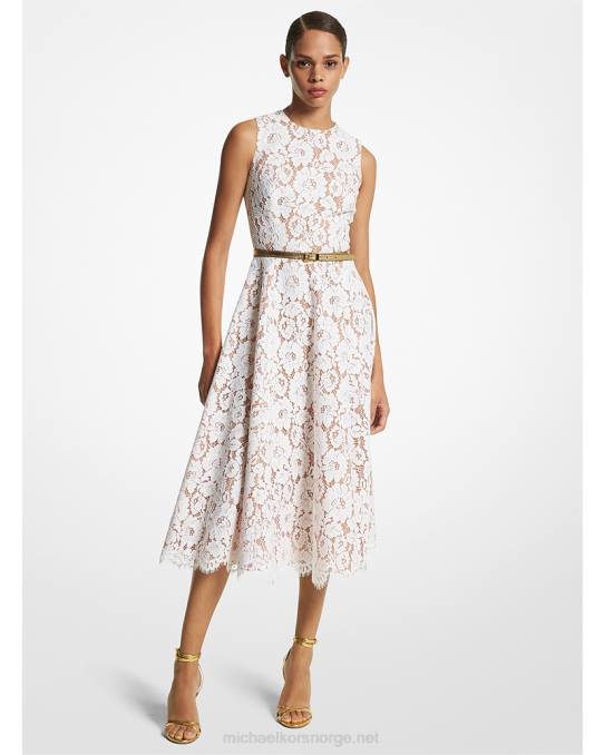 Michael Kors kolleksjon bomull blanding floral blonder dansekjole unisex LDNL3427 optikk hvit