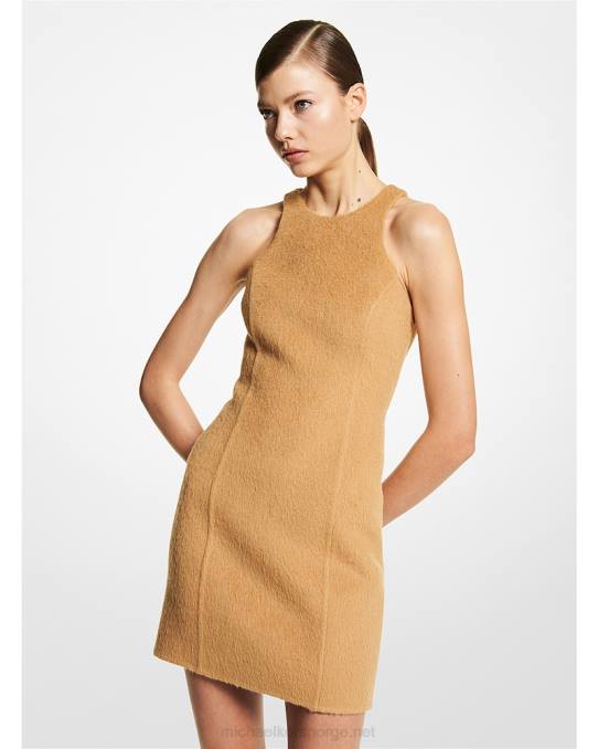 Michael Kors kolleksjon dobbeltsidig børstet alpakka racerryggkjole unisex LDNL3631 kamel