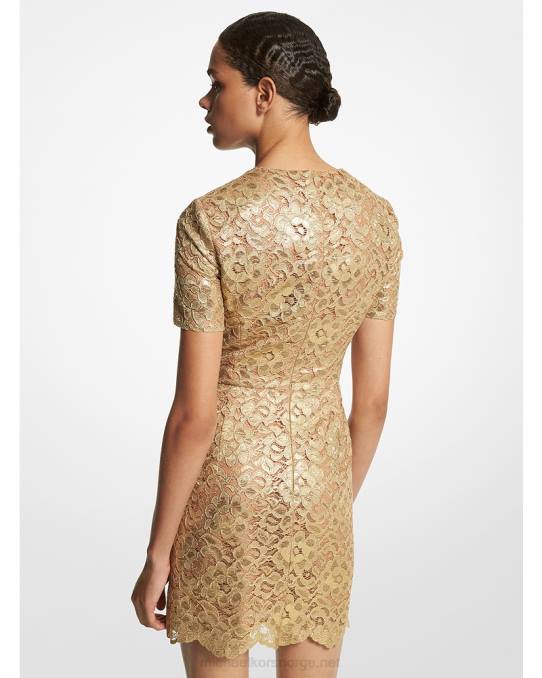 Michael Kors kolleksjon metallisk blondekjole unisex LDNL3453 gull
