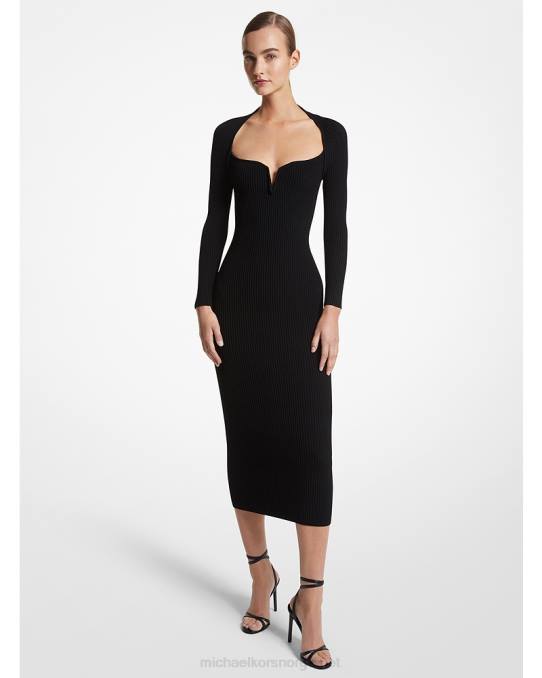 Michael Kors kolleksjon ribbet stretch viskosekjole unisex LDNL3389 svart