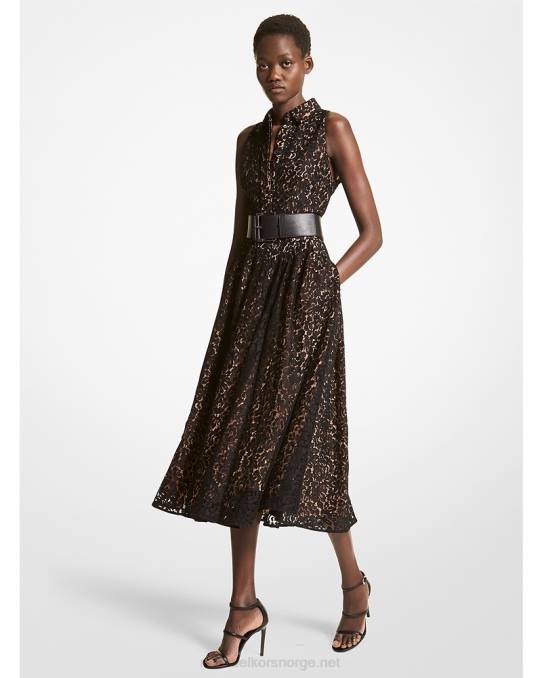 Michael Kors kolleksjon skjortekjole med blomsterblonde unisex LDNL3646 svart