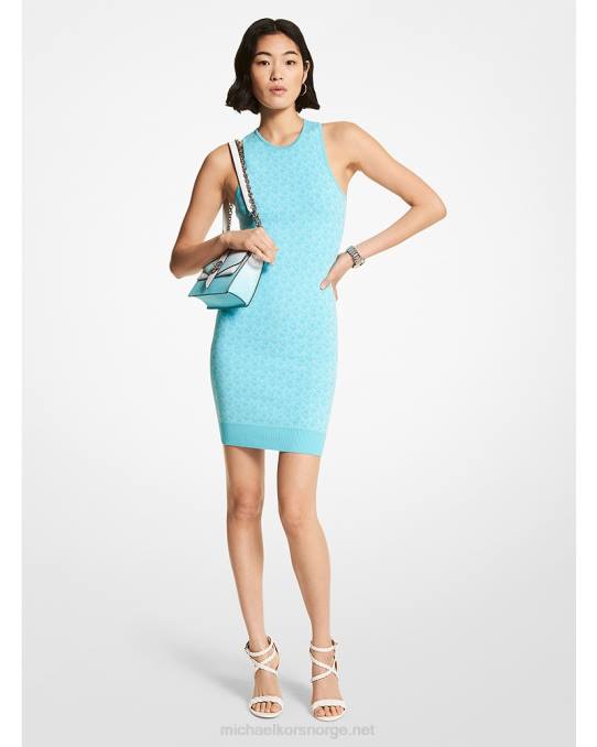 Michael Kors logo jacquard tankkjole kvinner LDNL92 turkis
