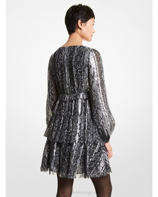 Michael Kors metallisk slange jacquard lagdelt kjole kvinner LDNL172 svart