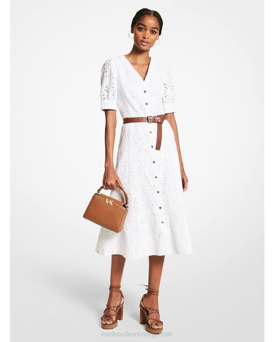 Michael Kors midikjole i bomull kvinner LDNL154 hvit
