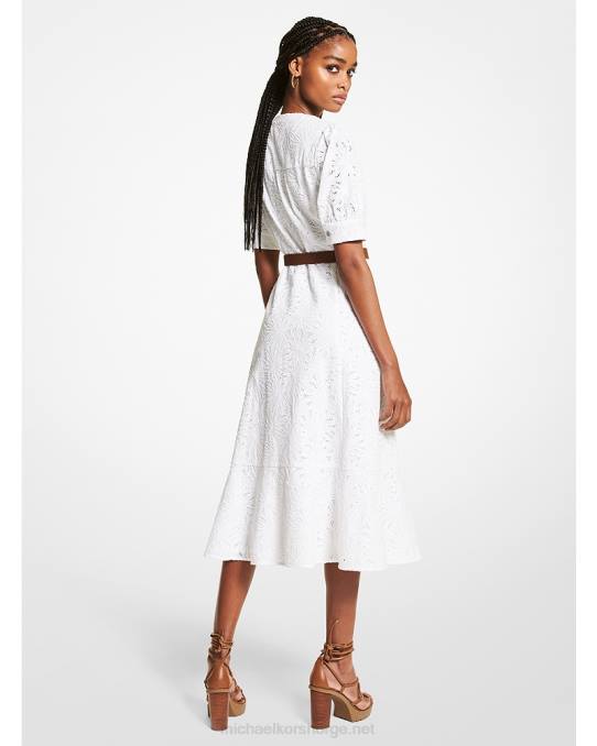 Michael Kors midikjole i bomull kvinner LDNL154 hvit