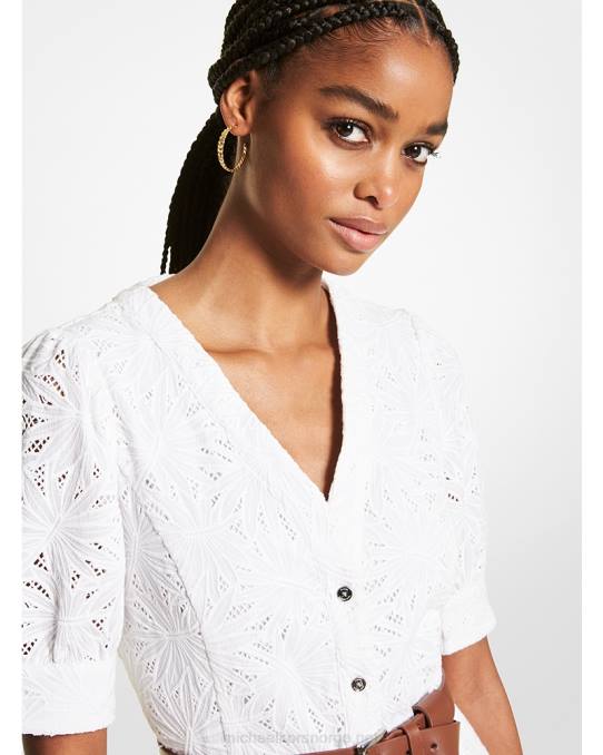 Michael Kors midikjole i bomull kvinner LDNL154 hvit