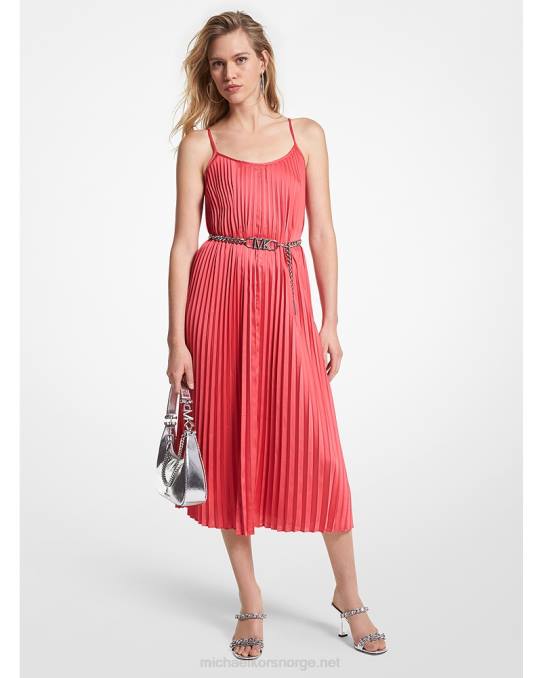 Michael Kors plissert sateng-belte-kjole kvinner LDNL78 geranium