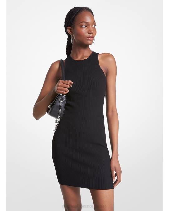 Michael Kors ribbestrikket racerback tankkjole kvinner LDNL58 svart