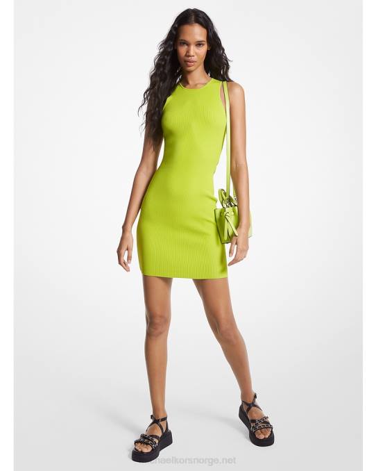 Michael Kors ribbestrikket racerback tankkjole kvinner LDNL61 brt limeade