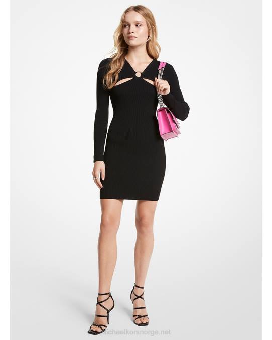 Michael Kors ribbet stretch viskosekjole kvinner LDNL82 svart
