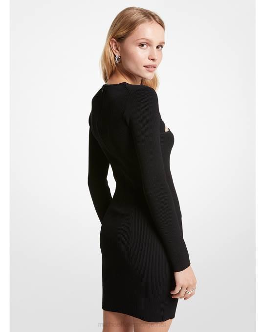 Michael Kors ribbet stretch viskosekjole kvinner LDNL82 svart