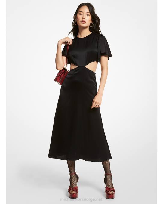 Michael Kors sateng utskjæring kjole kvinner LDNL165 svart