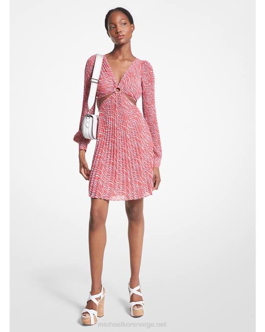 Michael Kors sebra print georgette cutout kjole kvinner LDNL66 geranium