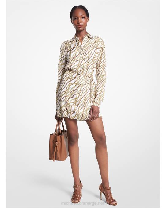 Michael Kors status print georgette mini skjortekjole kvinner LDNL81 hvit