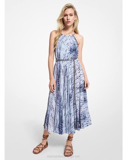 Michael Kors tie dye georgette grimekjole kvinner LDNL156 midnatt blå