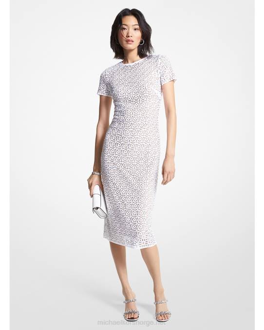 Michael Kors utsmykket laserkuttet dykkerkjole kvinner LDNL36 hvit