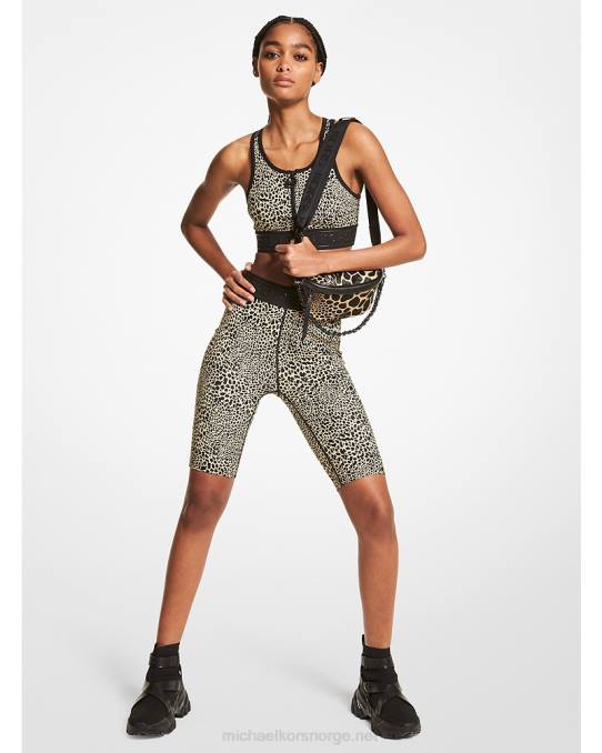 Michael Kors Sykkelshorts i stretch nylon med grafisk dyreprint kvinner LDNL599 kaki
