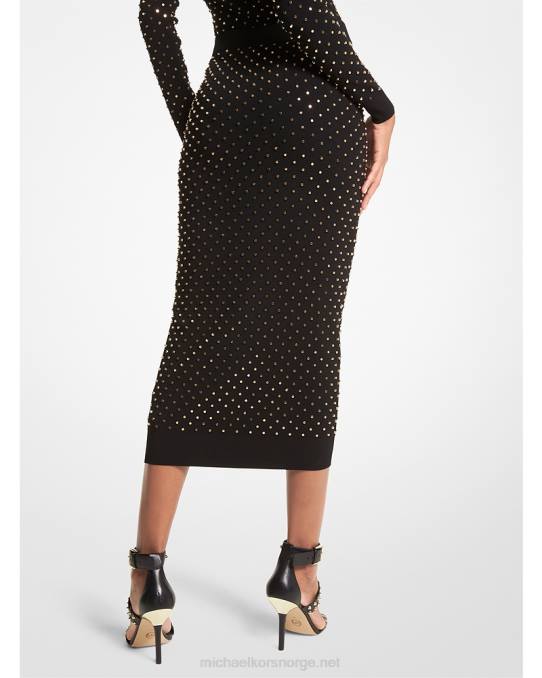 Michael Kors blyantskjørt i viskose med pigger kvinner LDNL602 svart gull