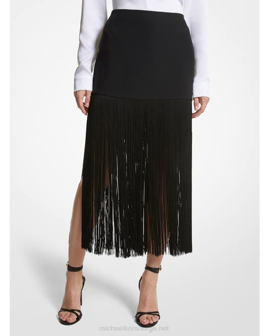 Michael Kors kolleksjon dobbel crepe skjørt med frynser unisex LDNL3756 svart