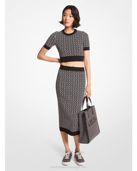 Michael Kors logo jacquard blyant skjørt kvinner LDNL606 svart/bein