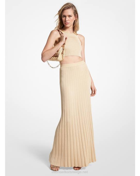 Michael Kors metallisk ribbestrikket skjørt kvinner LDNL573 gull