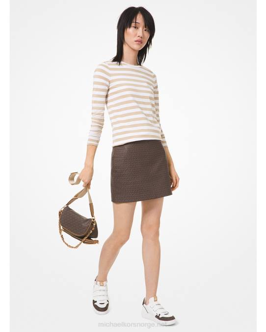 Michael Kors miniskjørt i skinn med logotrykk kvinner LDNL615 sjokolade