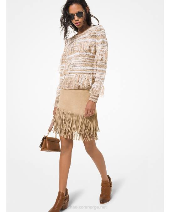 Michael Kors semsket skjørt med frynser kvinner LDNL623 kaki