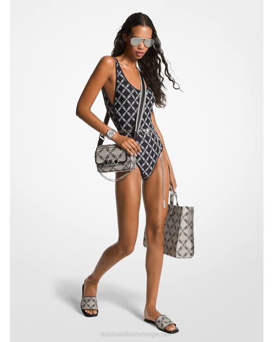 Michael Kors badedrakt med belte med empire-logo kvinner LDNL548 svart