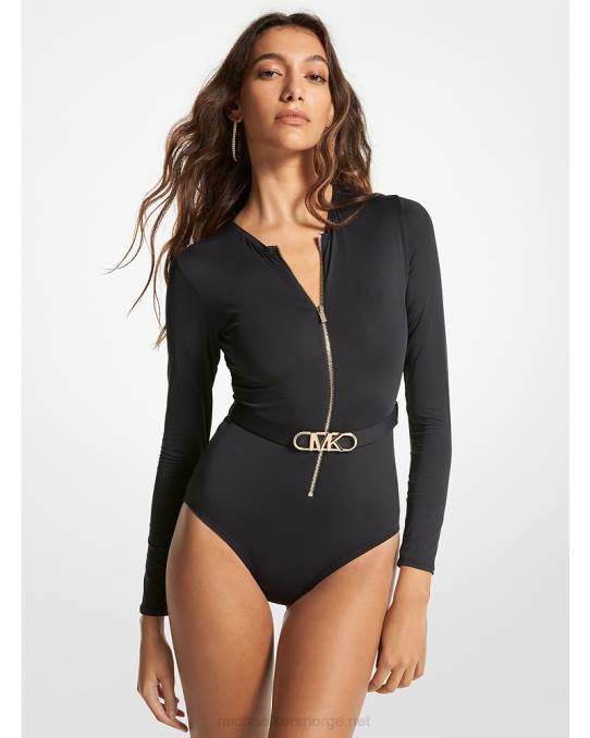 Michael Kors badedrakt med elastisk nylonbelte kvinner LDNL542 svart