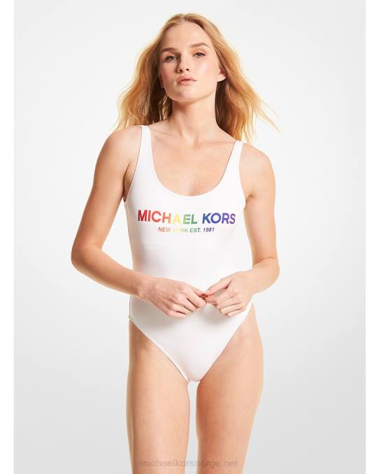 Michael Kors badedrakt med pride-logo kvinner LDNL550 hvit