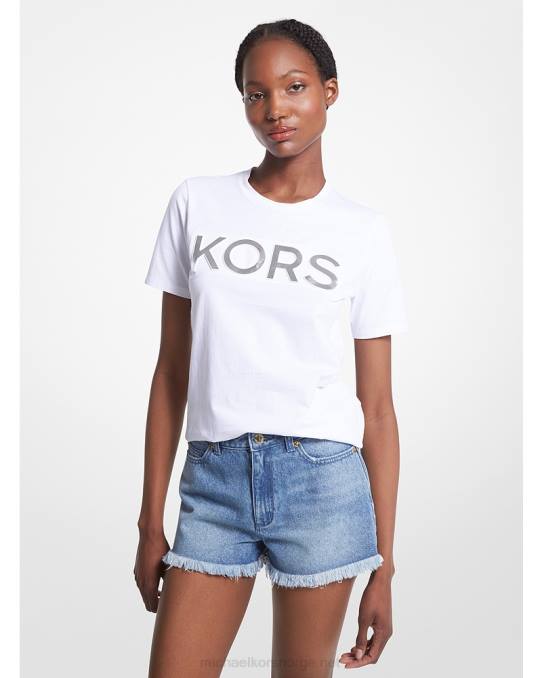 Michael Kors t-skjorte i økologisk bomull med logo kvinner LDNL394 hvit