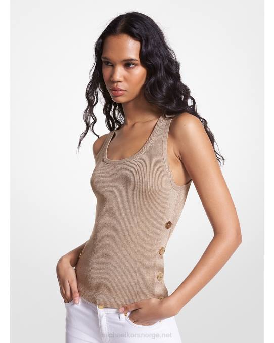 Michael Kors metallisk ribbestrikket tanktopp kvinner LDNL376 kaki