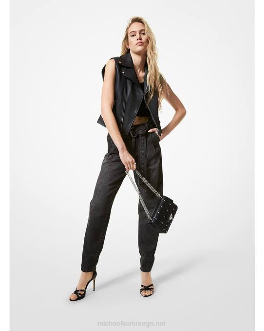 Michael Kors moto vest i rullestein kvinner LDNL331 svart