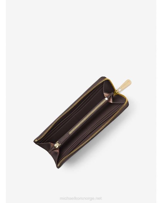 Michael Kors jetset travel stor logo lommebok med kvart glidelås kvinner LDNL1696 brun