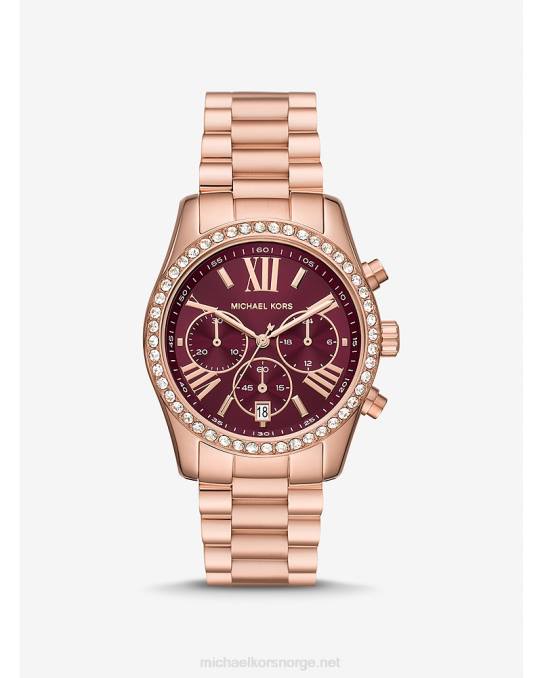 Michael Kors lexington pave klokke kvinner LDNL2365 Rose gull
