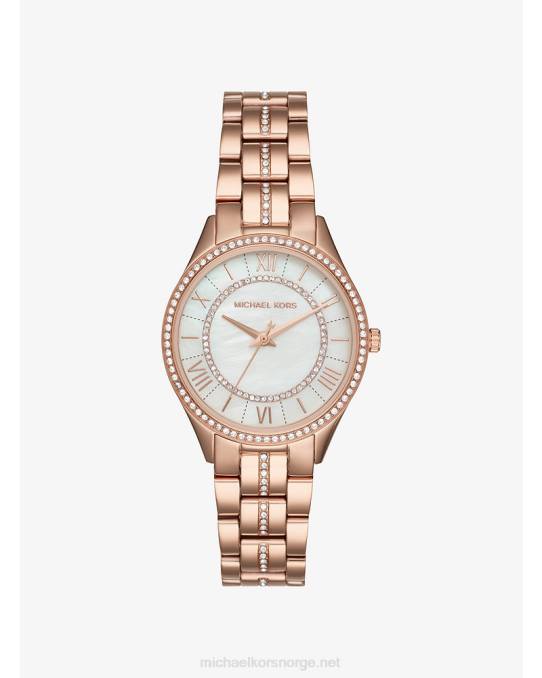 Michael Kors mini lauryn pave klokke kvinner LDNL2368 Rose gull