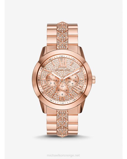 Michael Kors overdimensjonert bryn pave klokke kvinner LDNL2371 Rose gull