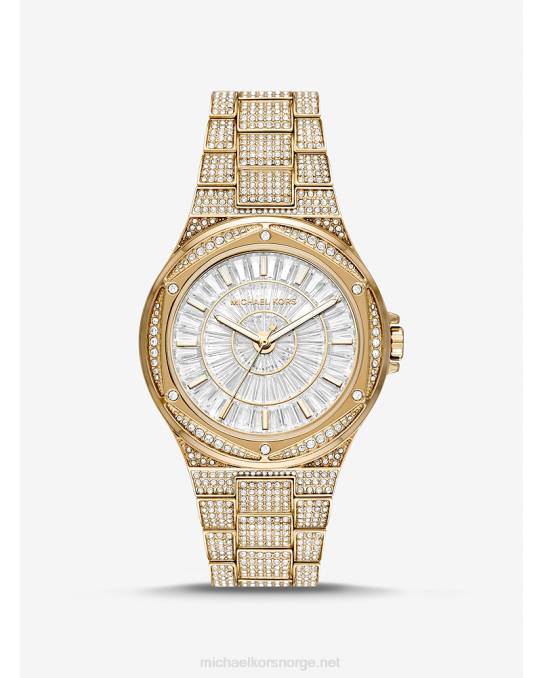 Michael Kors overdimensjonert lennox pave-klokke kvinner LDNL2403 gull