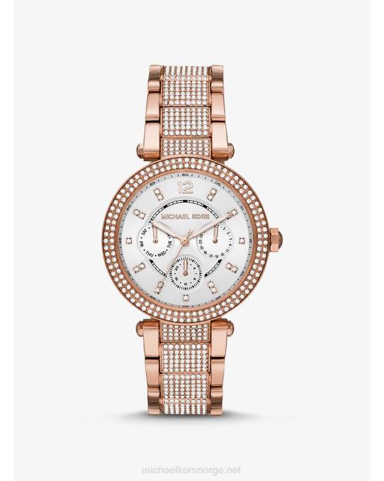 Michael Kors overdimensjonert parker pave-klokke kvinner LDNL2378 Rose gull