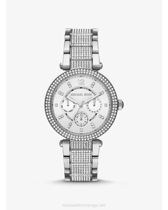 Michael Kors overdimensjonert parker pave-klokke kvinner LDNL2414 sølv