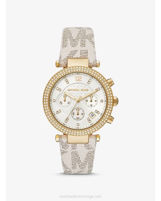 Michael Kors overdimensjonert parker pave og logoklokke kvinner LDNL2429 vanilje