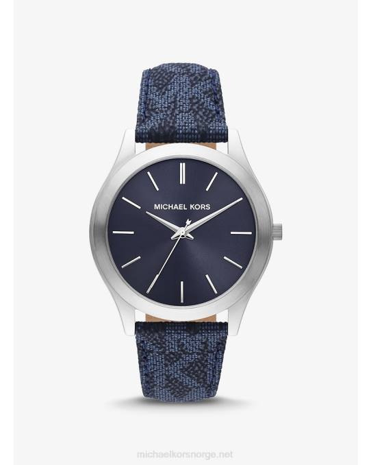 Michael Kors overdimensjonert slank rullebanelogo og klokke kvinner LDNL2426 marinen