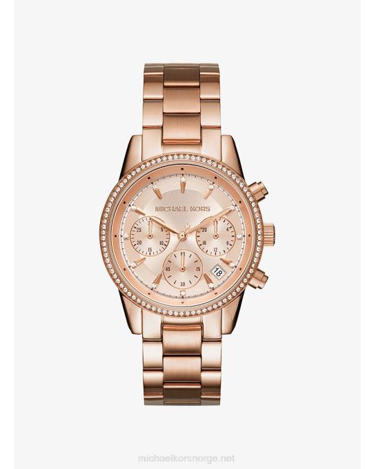 Michael Kors ritz klokke kvinner LDNL2385 Rose gull