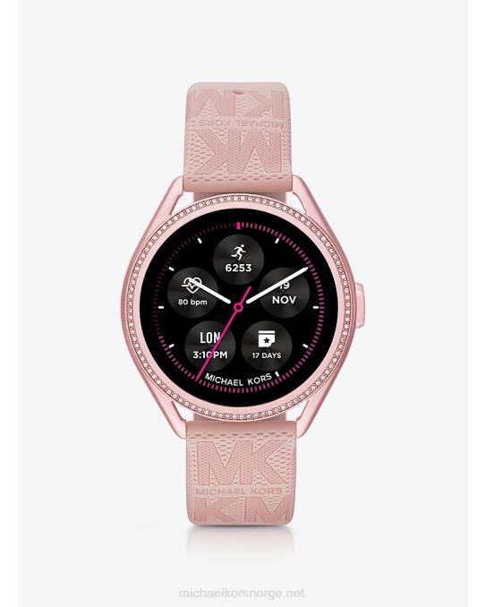 Michael Kors tilgang gen 5e mkgo rosa-tone og logo gummi smartklokke kvinner LDNL2363 rosa