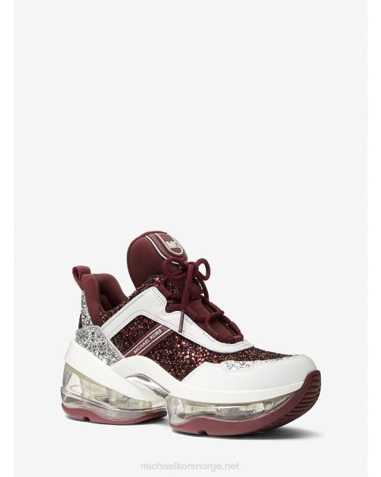 Michael Kors olympia extreme glitter og lær trener kvinner LDNL1734 merlot